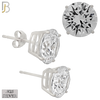 925-ES71-SC - .925 Sterling Silver Rhodium Plated Earring Stud Casting Round Prong Setting Clear Zircon image 9