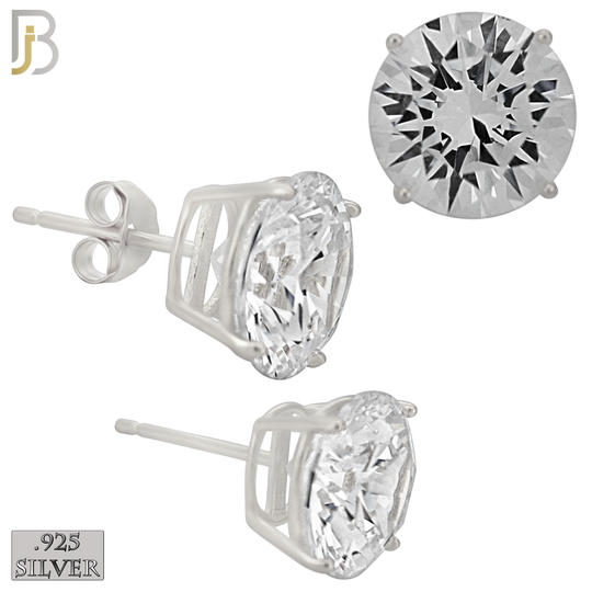 925-ES71-SC - .925 Sterling Silver Rhodium Plated Earring Stud Casting Round Prong Setting Clear Zircon image 9