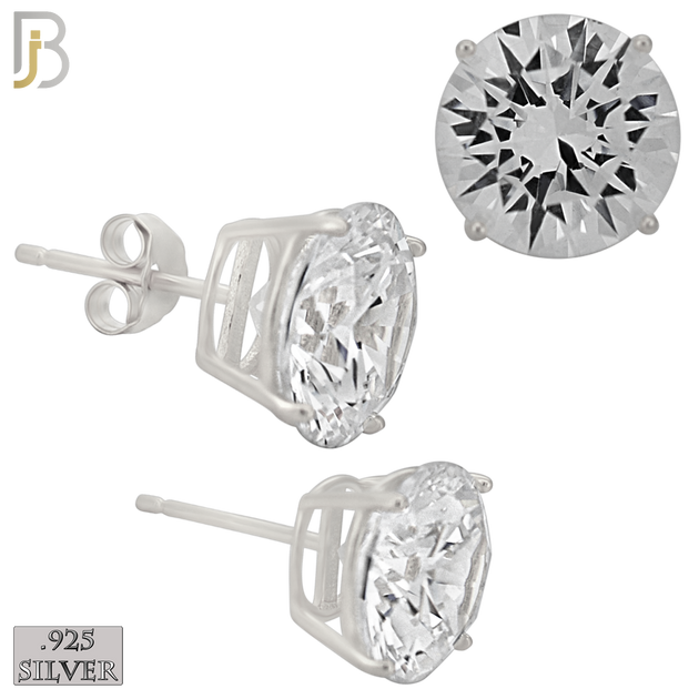 925-ES71-SC - .925 Sterling Silver Rhodium Plated Earring Stud Casting Round Prong Setting Clear Zircon image 9