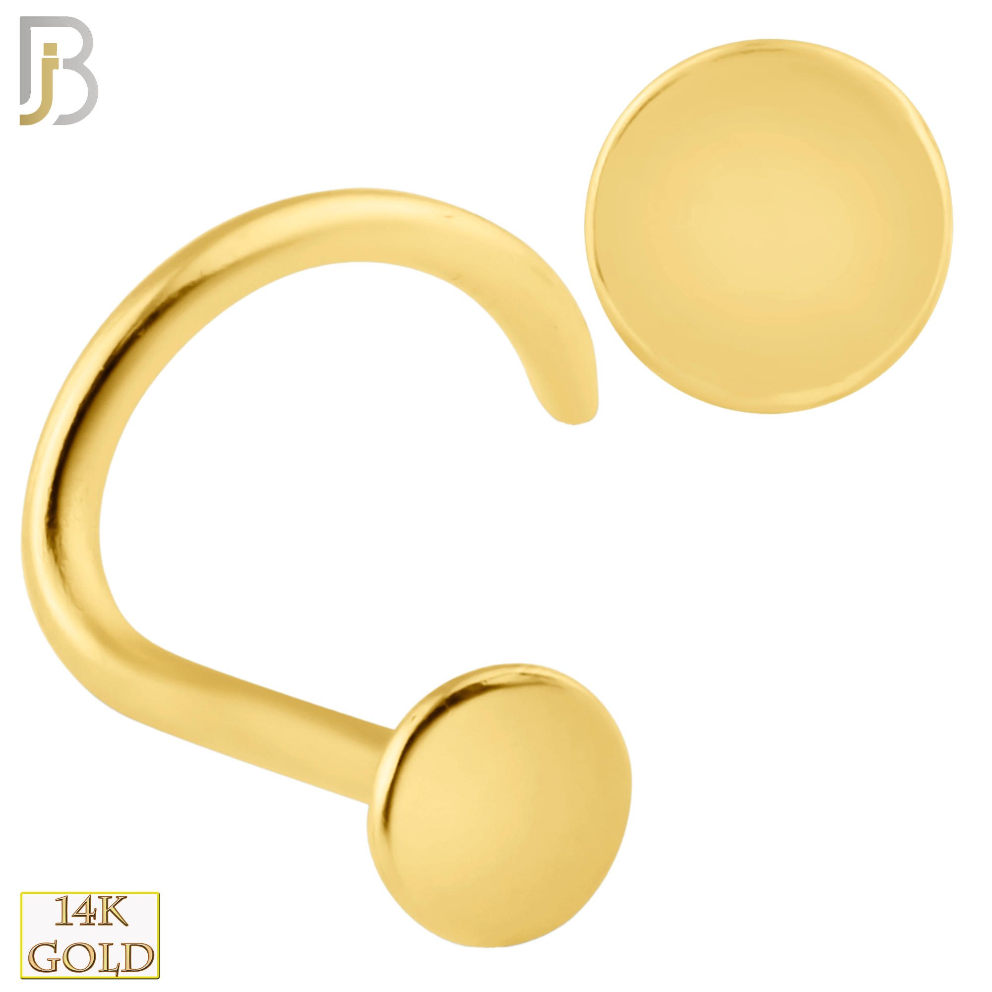 14-NR09C- 14k Solid Gold Plain 2mm Disc Nose Screw image 0