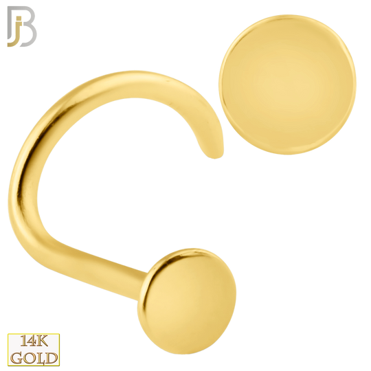 14-NR09C- 14k Solid Gold Plain 2mm Disc Nose Screw image 0