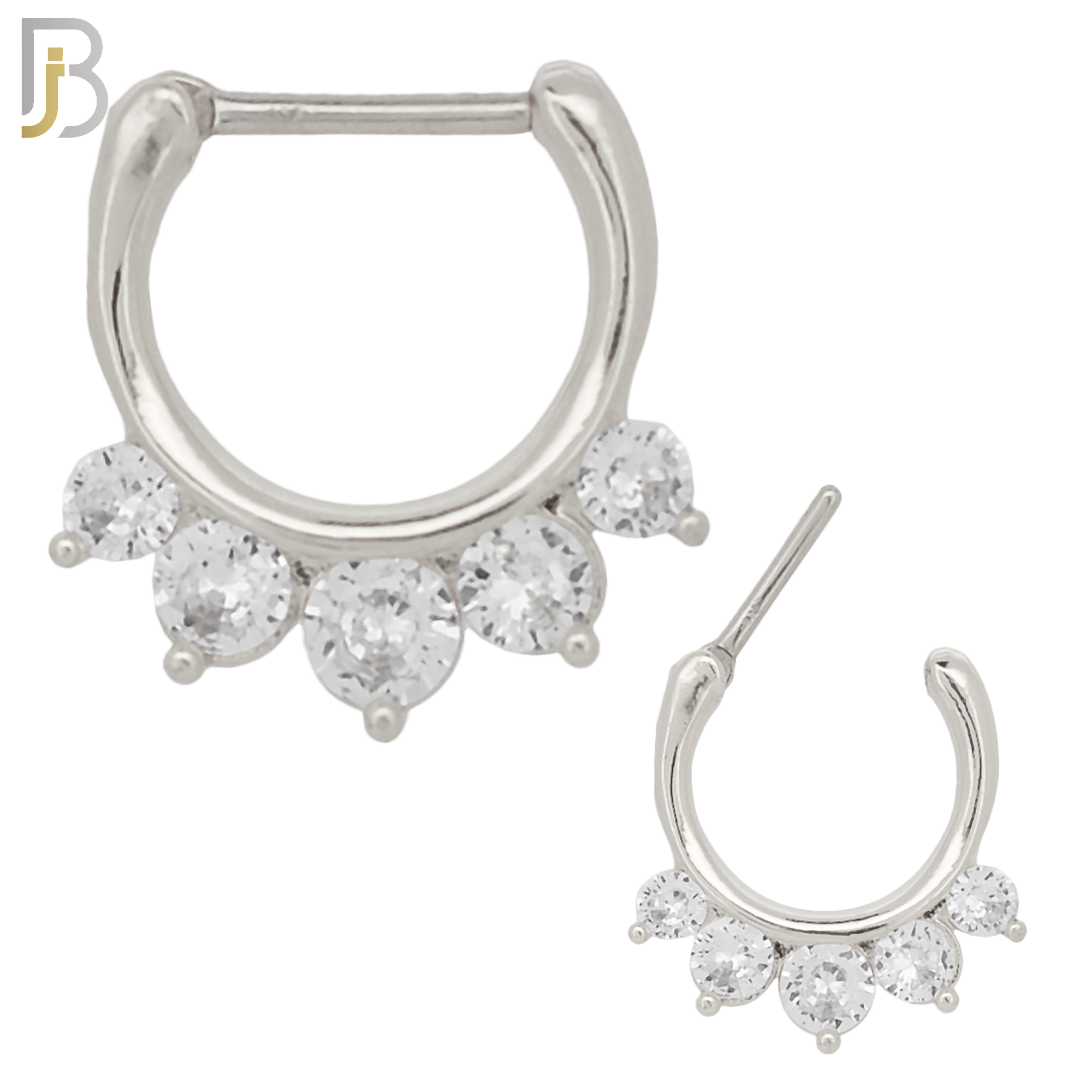 CT78 - 316 Surgical Steel Graduated Zircon Nose Clicker for Septum Piercing (PACK OF 6) image 0