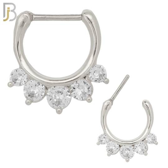 CT78 - 316 Surgical Steel Graduated Zircon Nose Clicker for Septum Piercing (PACK OF 6) image 0