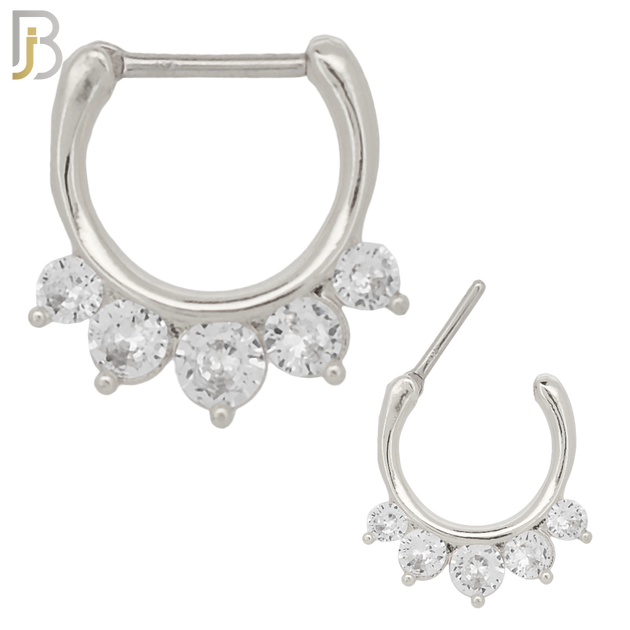 CT78 - 316 Surgical Steel Graduated Zircon Nose Clicker for Septum Piercing (PACK OF 6) image 0