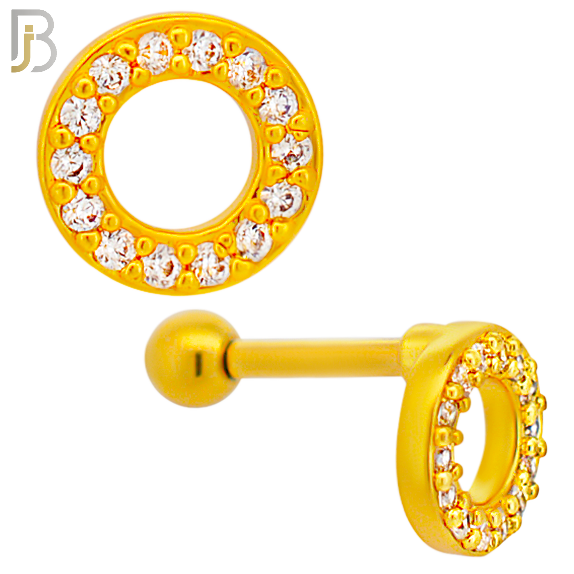 TB56 - 316L Stainless Steel Tiny Donut Round with Multi Zircon Tragus Barbell Cartilage Piercing Screw Ball Externally Threaded (PACK OF 6) image 2