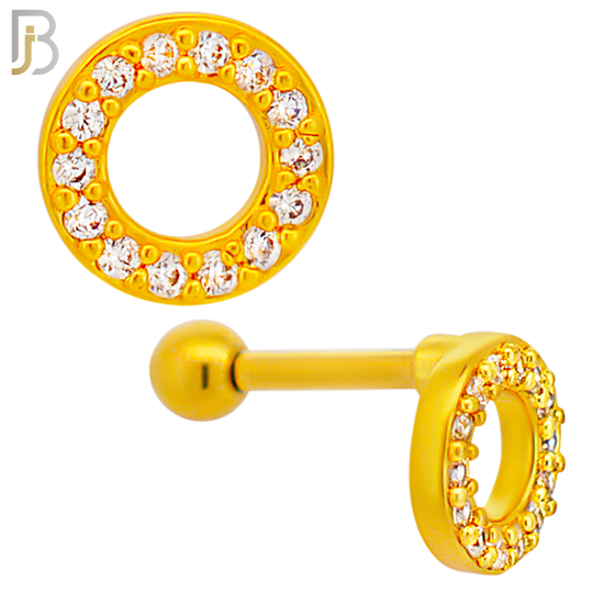 TB56 - 316L Stainless Steel Tiny Donut Round with Multi Zircon Tragus Barbell Cartilage Piercing Screw Ball Externally Threaded (PACK OF 6) image 2