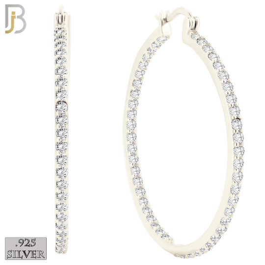 925-ES252 - .925 Sterling Silver Hinged Hoop Earrings with Zircon image 12