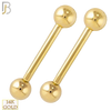14-NP04 – 14K Solid Gold Plain Ball Barbell Nipple Rings Externally Threaded (Pair) image 0
