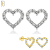 925-ES58 - .925 Sterling Silver Hollow Heart with Prong Zircon Earring Stud image 0