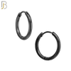 ES95K - 316L Stainless Steel Black Plated 2mm Thickness Plain Hoops Design Huggies Clip On image 3