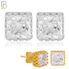925-ES65 - .925 Sterling Silver Square Princess Cut Crown Design  Prong Zircon Earring Stud image 0