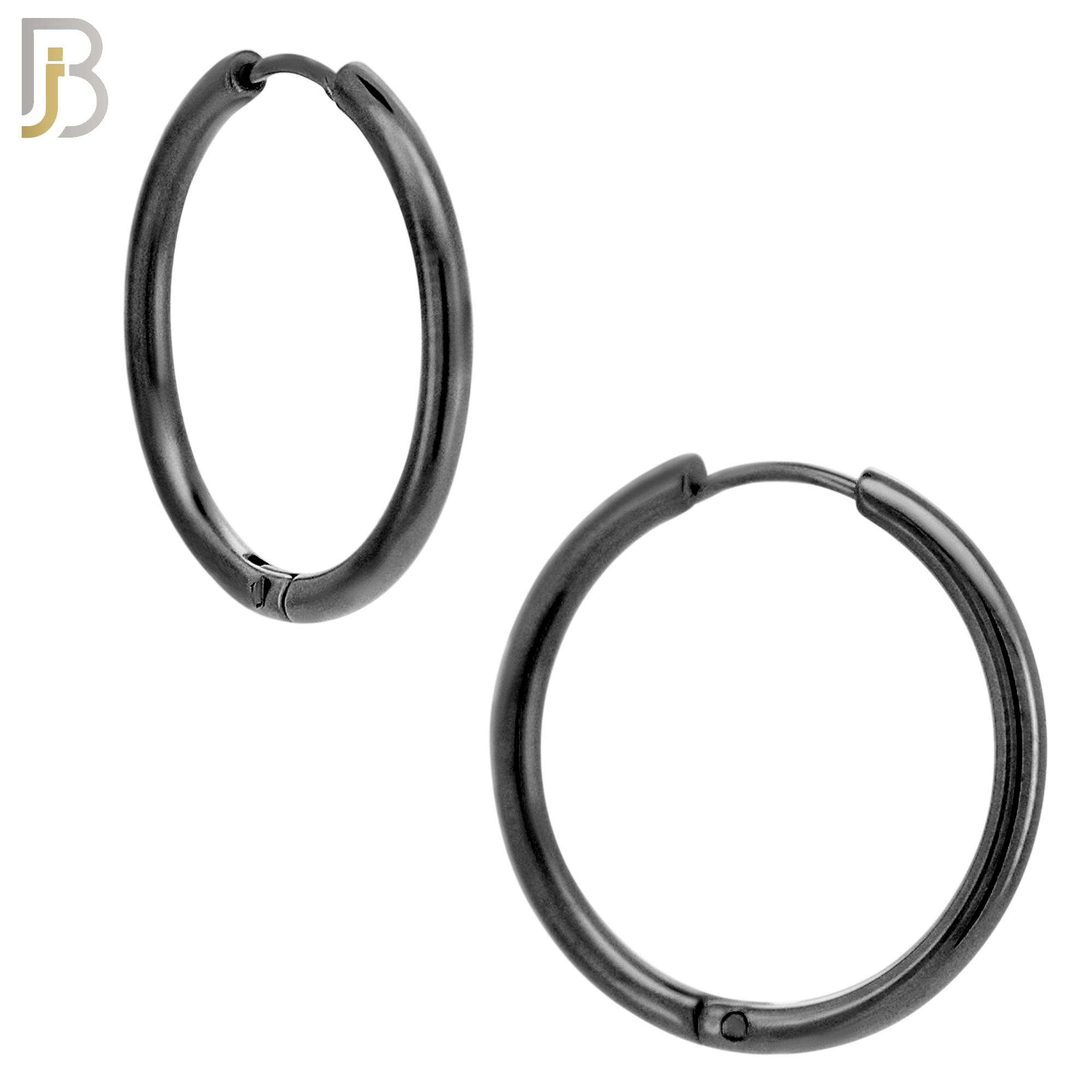 ES95K - 316L Stainless Steel Black Plated 2mm Thickness Plain Hoops Design Huggies Clip On image 6