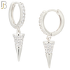 ES103 - 316L Stainless Steel Dangling Cone with Zircon Huggies Clip On image 1