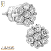 14-ES103LW - 14K White Gold Screw Back Round Flower Design Stud Earrings with LAB Diamonds image 0