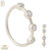 14-CT34C - 14k Solid Gold Four Zircon in Bezel Setting Hoop Piercing image 1