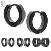 ES85K - 316L Stainless Steel Black Plated Plain Design Huggies Clip On image 0