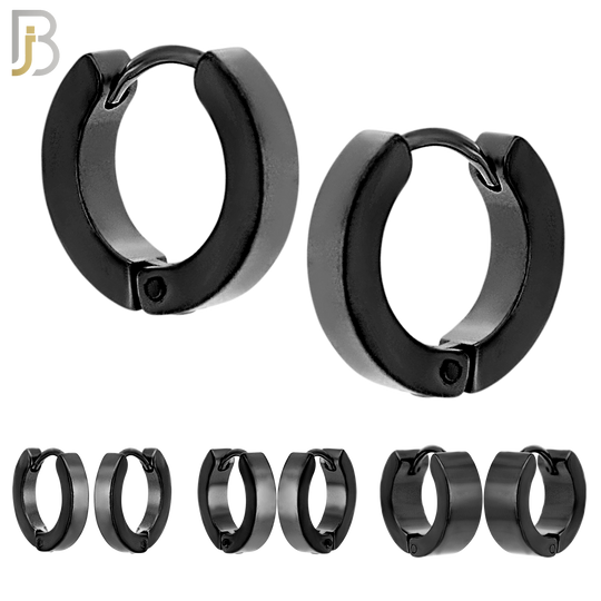 ES85K - 316L Stainless Steel Black Plated Plain Design Huggies Clip On image 0