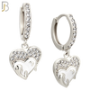 ES503 - 316L Stainless Steel Dangling Praying Virgin Mary Heart Huggies Earrings image 1