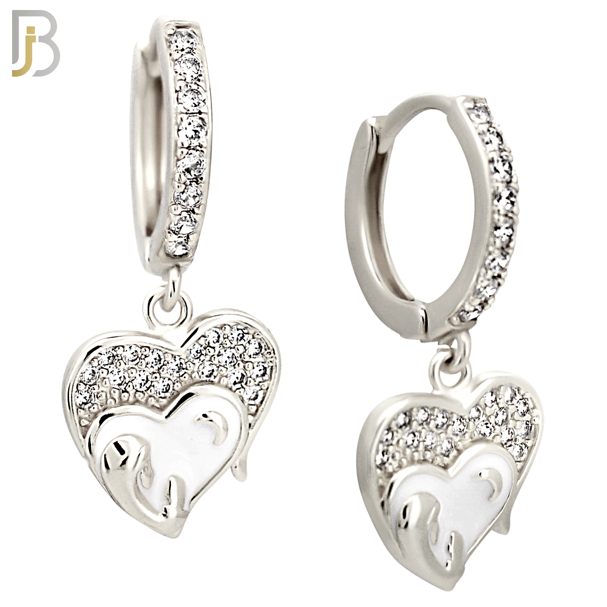 ES503 - 316L Stainless Steel Dangling Praying Virgin Mary Heart Huggies Earrings image 1