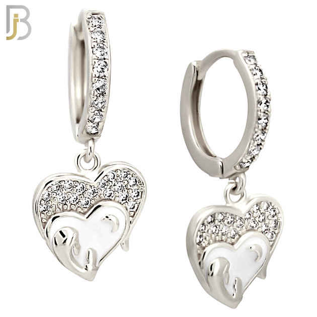 ES503 - 316L Stainless Steel Dangling Praying Virgin Mary Heart Huggies Earrings image 1