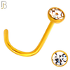 NR36CG - 316L Surgical Steel Gold Plated Nose Screw Bezel Setting Round Clear Zircon (PACK OF 6) image 4