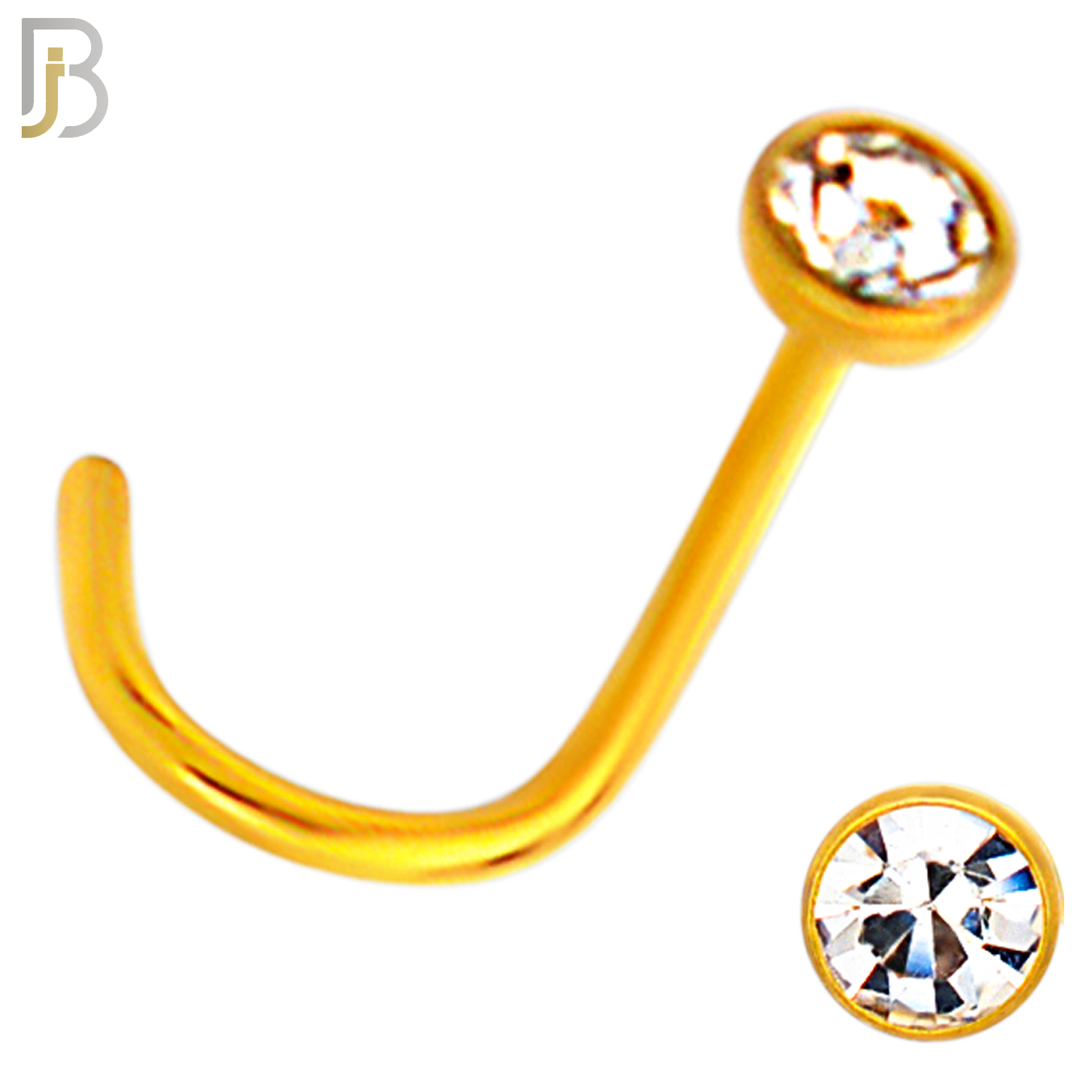 NR36CG - 316L Surgical Steel Gold Plated Nose Screw Bezel Setting Round Clear Zircon (PACK OF 6) image 4
