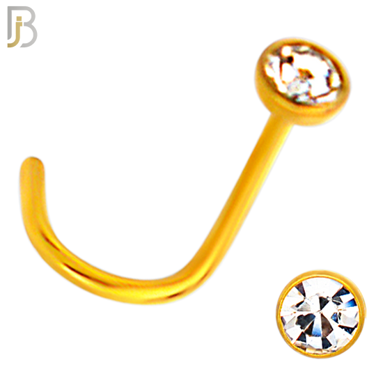NR36CG - 316L Surgical Steel Gold Plated Nose Screw Bezel Setting Round Clear Zircon (PACK OF 6) image 4