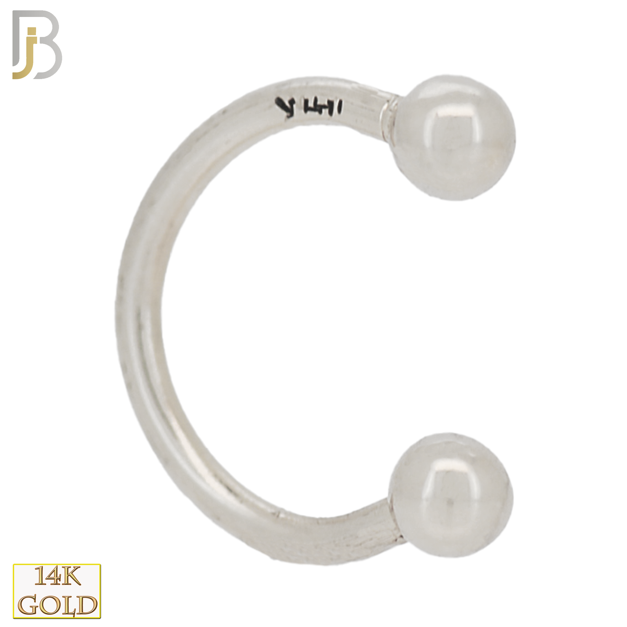 14-HS01 - 14k Solid Gold Horseshoe Plain Design External Threaded Screw image 2