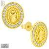 925-ES267 - .925 Sterling Silver Oval Shape Virgin Mary with Clear Zircon Design Earrings Stud image 2