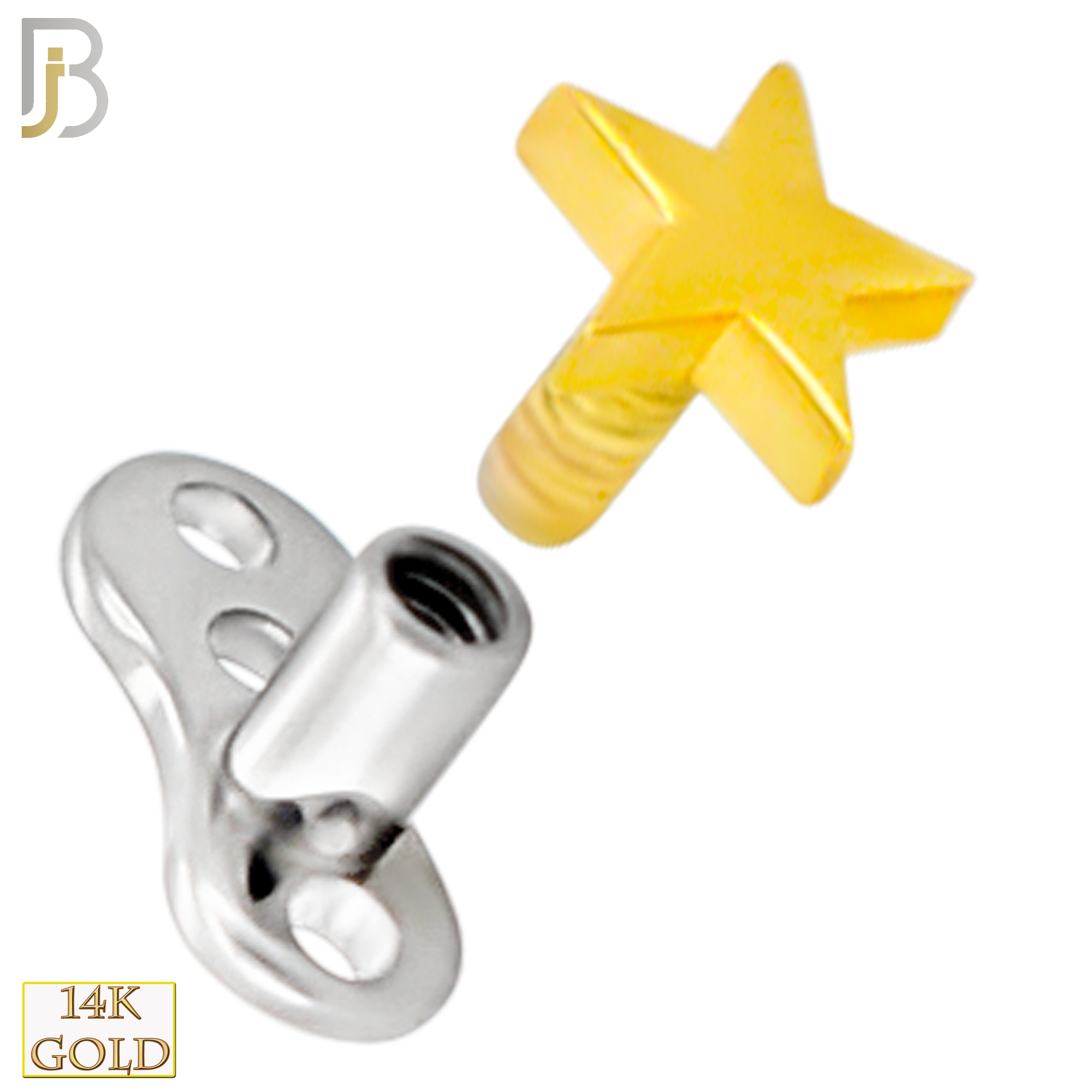 14-G23-DM09 - 14k Titanium Anchor with 14k Gold Top Plain Star  Dermal - Internally Threaded image 1