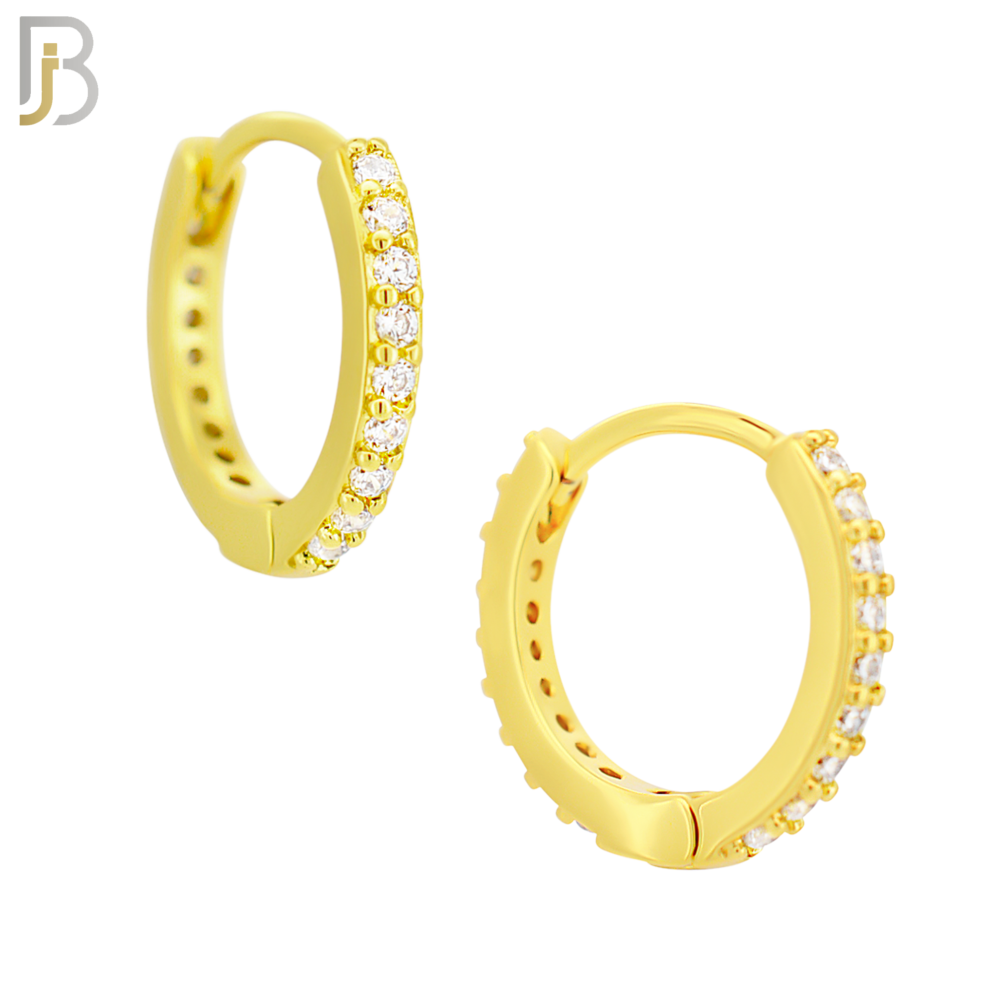 ES02G - 316L Stainless Steel Gold Plated Prong Setting Zircon with 2mm Front Thickness Huggies image 3