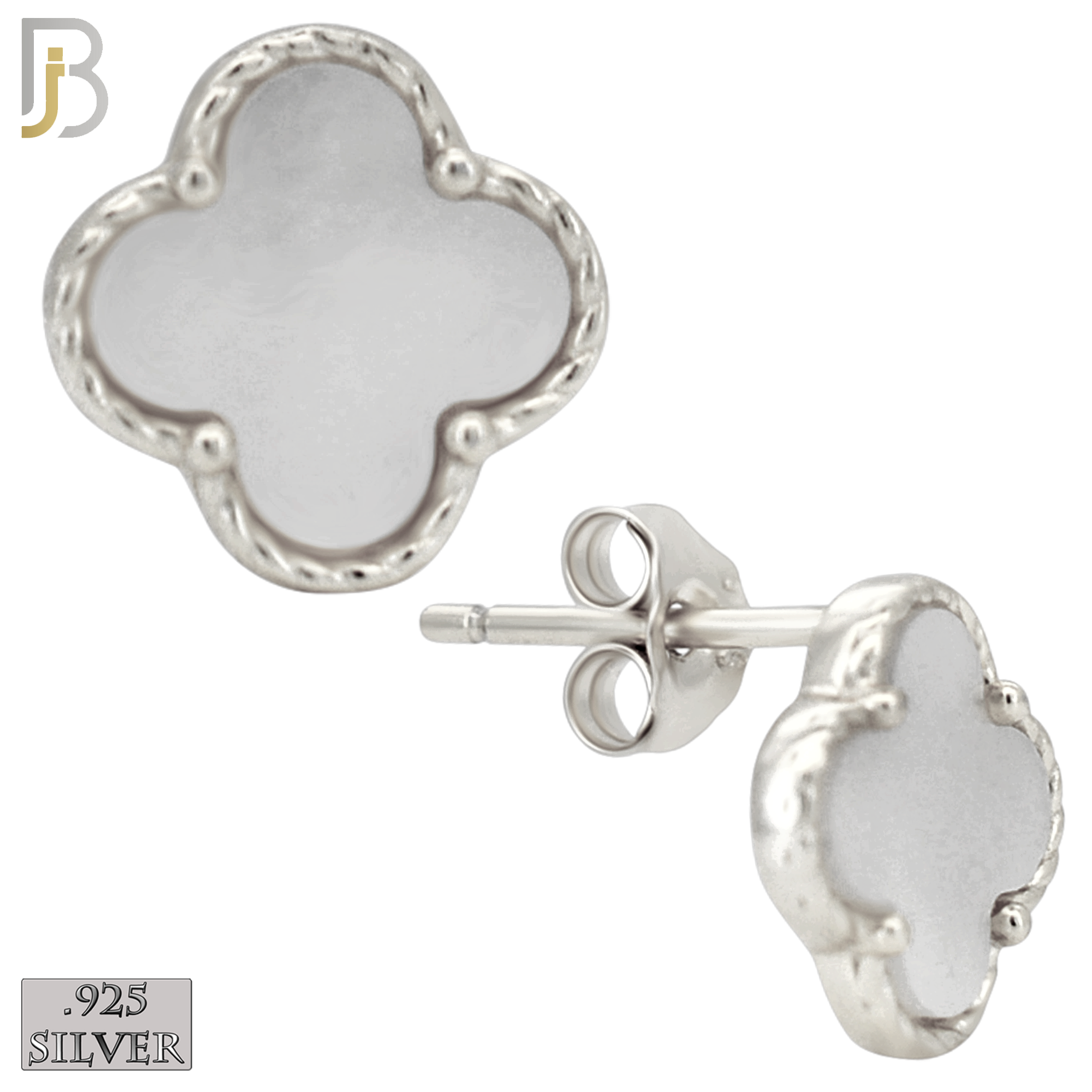 925-ES519 - 925 Sterling Silver Clover Stud Earrings – Enamel Finish image 1