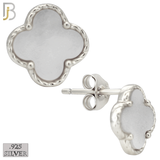 925-ES519 - 925 Sterling Silver Clover Stud Earrings – Enamel Finish image 1