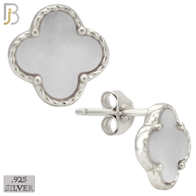 925-ES519 - 925 Sterling Silver Clover Stud Earrings – Enamel Finish image 1