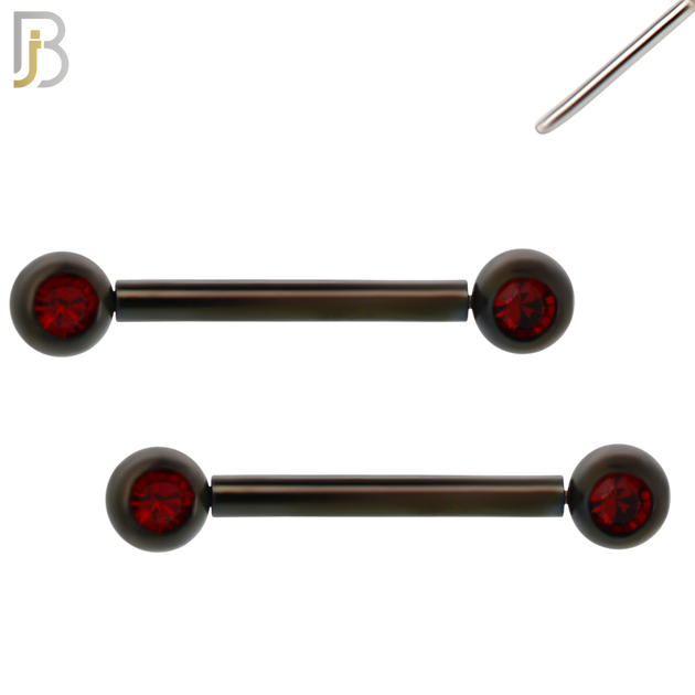 NP16K - 316L Surgical Steel Black Plated Push In Round Bezel Zircon Nipple Ring Piercing image 2