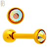 TB118GA -  Gold Plated AB Color 316L Stainless Steel Bezel Tragus/Cartilage Barbell (PACK OF 6) image 1