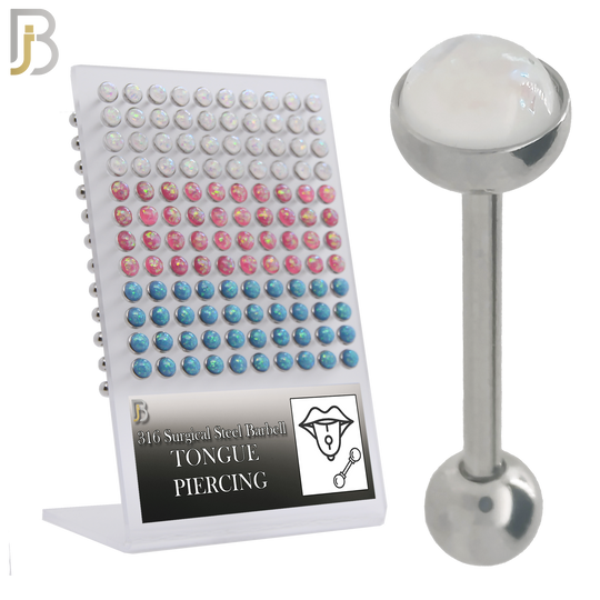 PK-BB07S - 316L Surgical Steel Barbell with Opal Top Mushroom Design  Screw Pack of 120 image 0