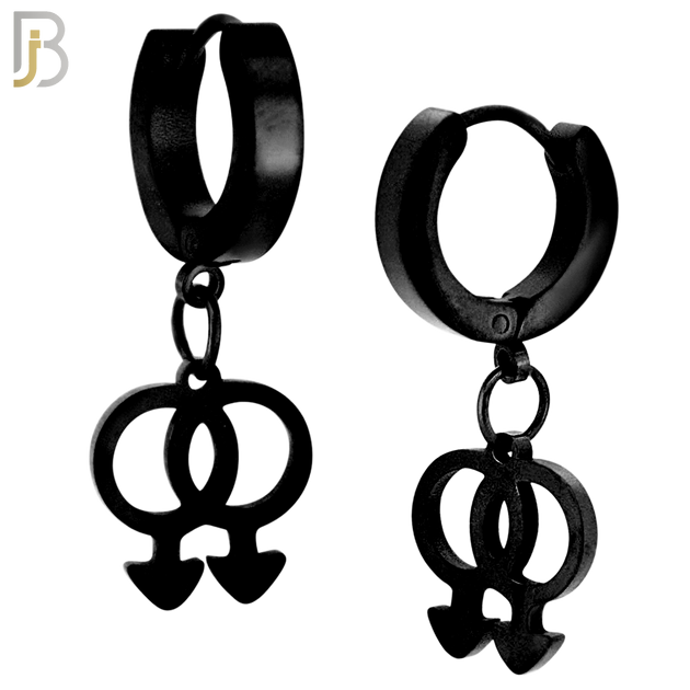 ES49 - 316L Stainless Steel Dangling LGBT Gay Symbol Design Huggies Clip On image 2