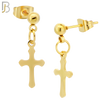 ES119 - 316L Stainless Steel Dangling 15x8mm Cross Design Earrings Stud image 4