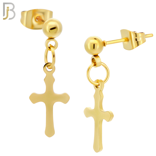 ES119 - 316L Stainless Steel Dangling 15x8mm Cross Design Earrings Stud image 4