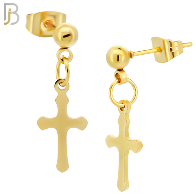ES119 - 316L Stainless Steel Dangling 15x8mm Cross Design Earrings Stud image 4