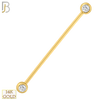 14-BB07 - 14k Solid Gold Industrial Barbell with Double Gem Ball CZ Externally Threaded - 16g - 1.2mm, 39mm image