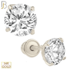 14-ES04RWC - 14k White Gold Screw Back Stud Earrings Casting Prong Setting with Round Clear  Zircon image 1