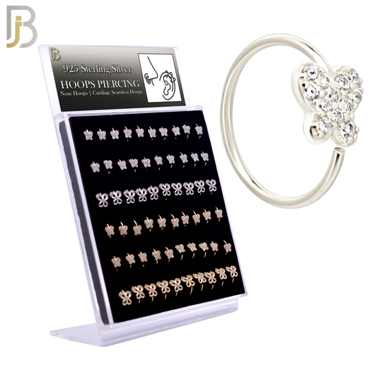 925-PK-CT9MX6-SG60 - 925 Sterling Silver Two Butterfly Designs Nose Hoop - Pack of 60 image 0