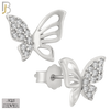925-ES143 - .925 Sterling Silver Hollow Butterfly Design with Zircon Design Earring Stud image 1