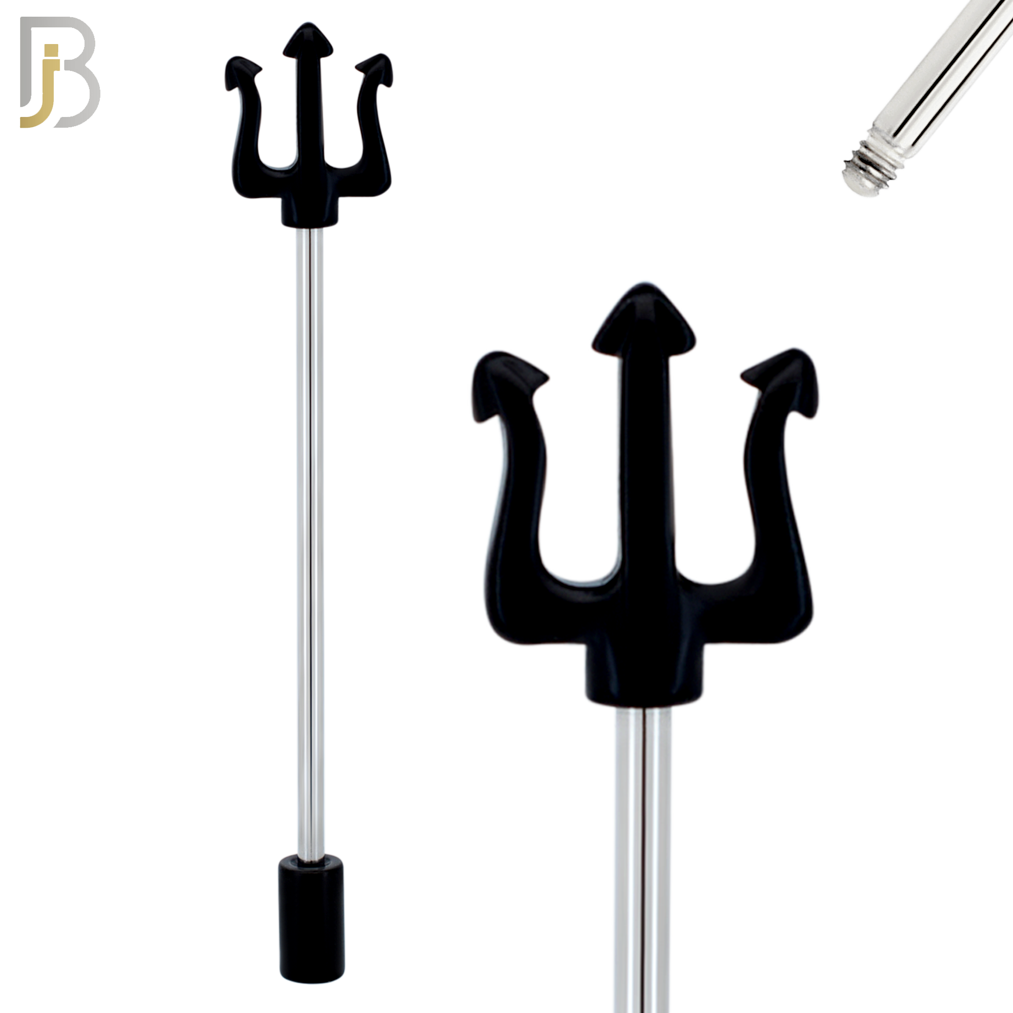 BB08 - 316L Surgical Steel Screw Barbell Trident Design Industrial (PACK OF 4) image 2