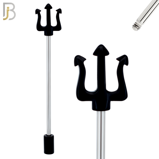 BB08 - 316L Surgical Steel Screw Barbell Trident Design Industrial (PACK OF 4) image 2