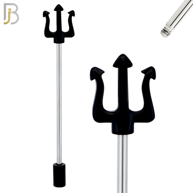 BB08 - 316L Surgical Steel Screw Barbell Trident Design Industrial (PACK OF 4) image 2