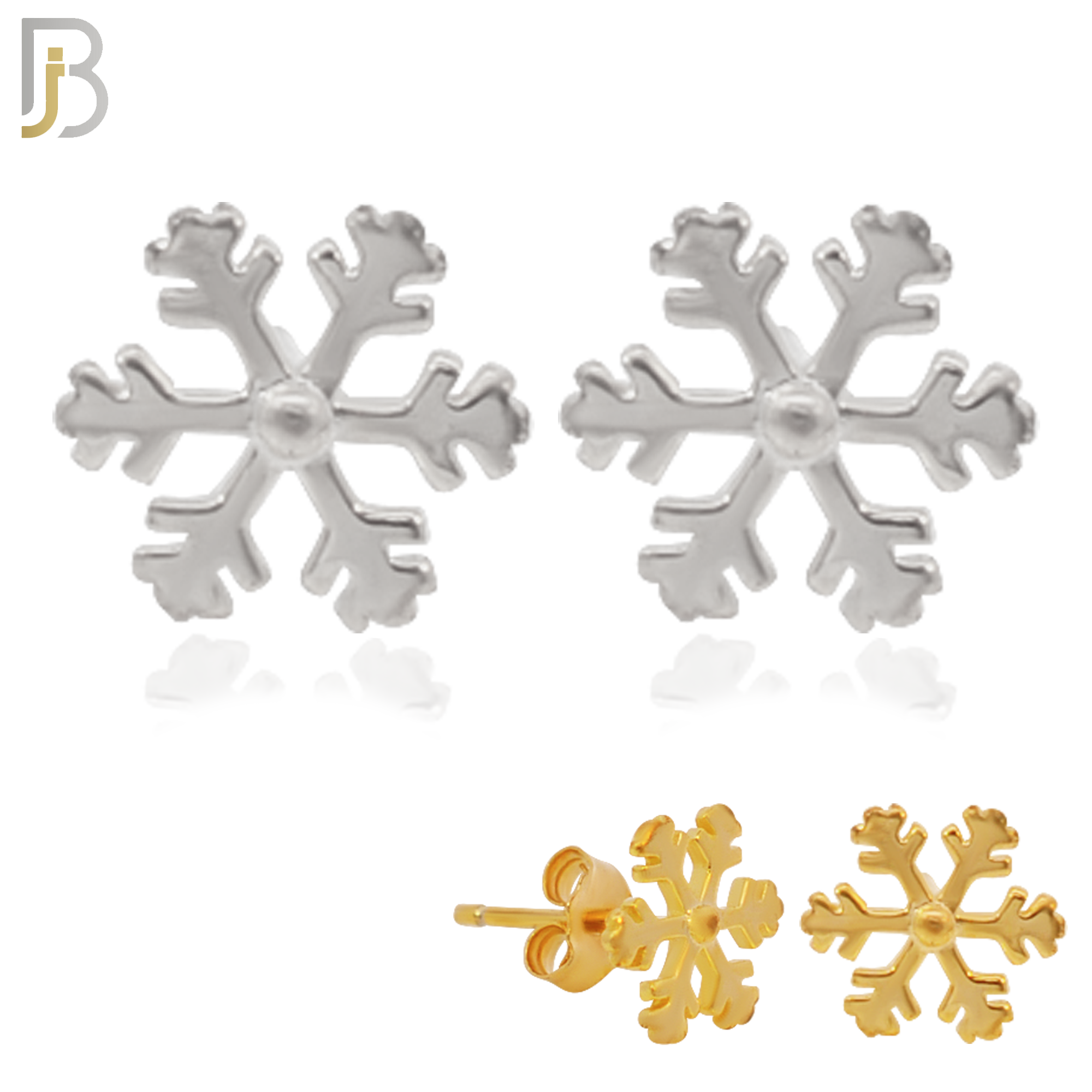 925-ES62 - .925 Sterling Silver Snowflakes Design Earring Stud image 0
