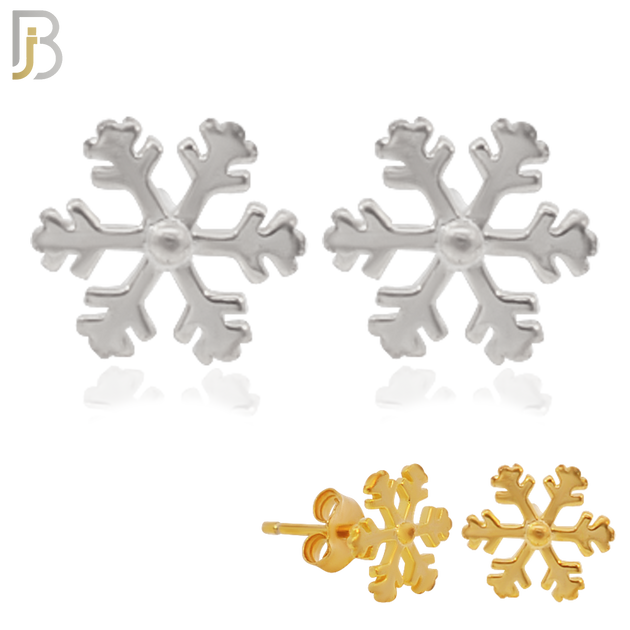 925-ES62 - .925 Sterling Silver Snowflakes Design Earring Stud image 0